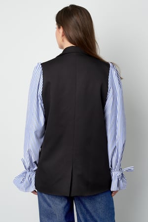 Blazer with striped blouse sleeves - black & blue h5 Picture5